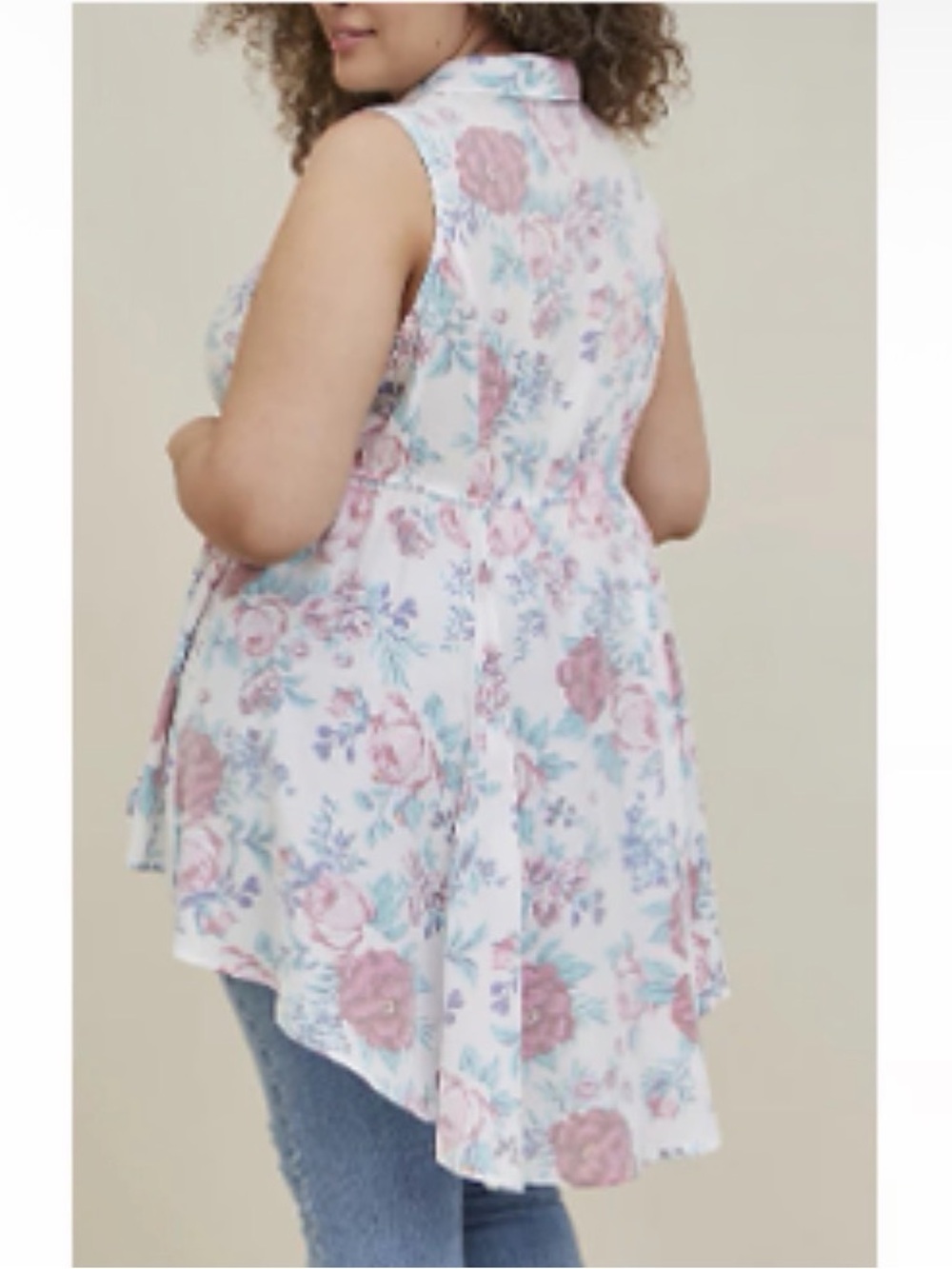 🌟HOST PICK!🌟 BNWT 🌸 TORRID Babydoll Poplin Button-Front High-Low Shirt - Picture 8 of 10